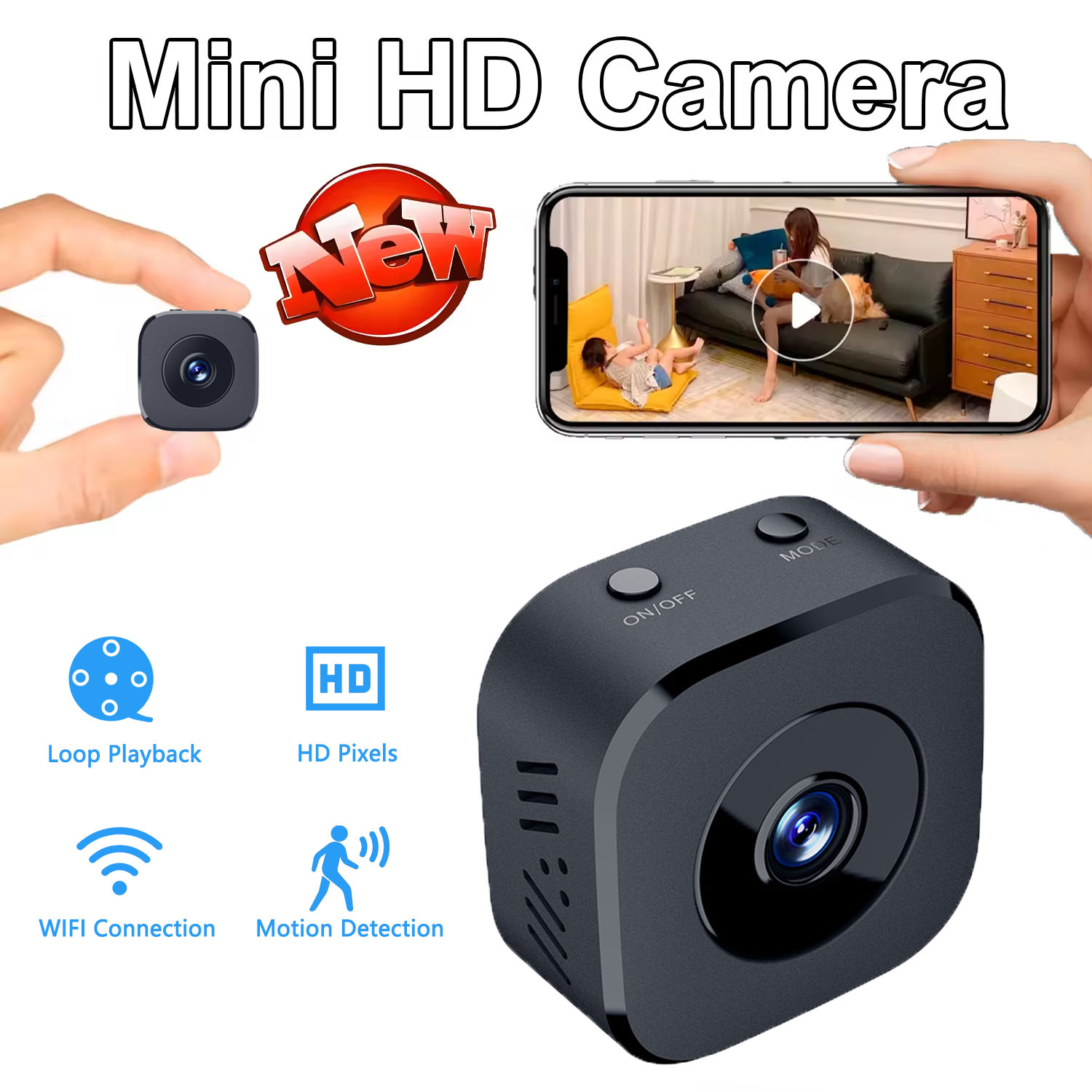 Home Security No Wifi Needed - Security Camera 4K Mini Full Color