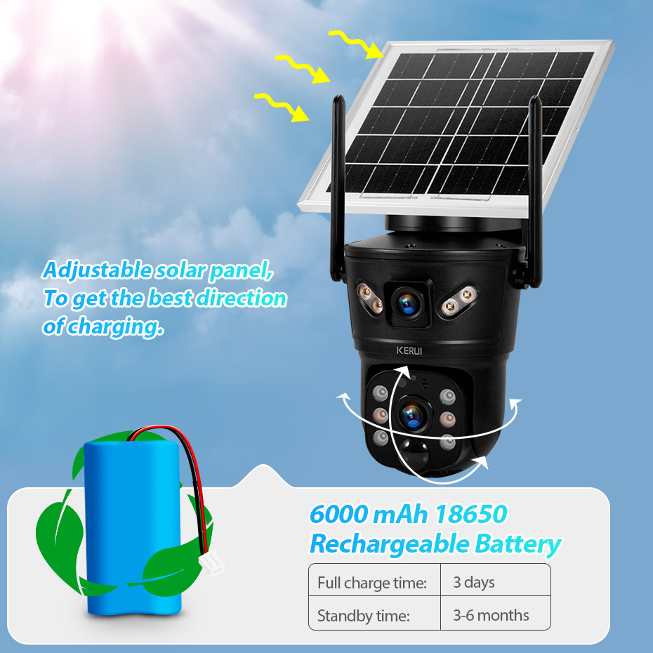 KERUI 6MP 4G SIM WiFi Solar Ca - Home Security No Wifi Needed review and price