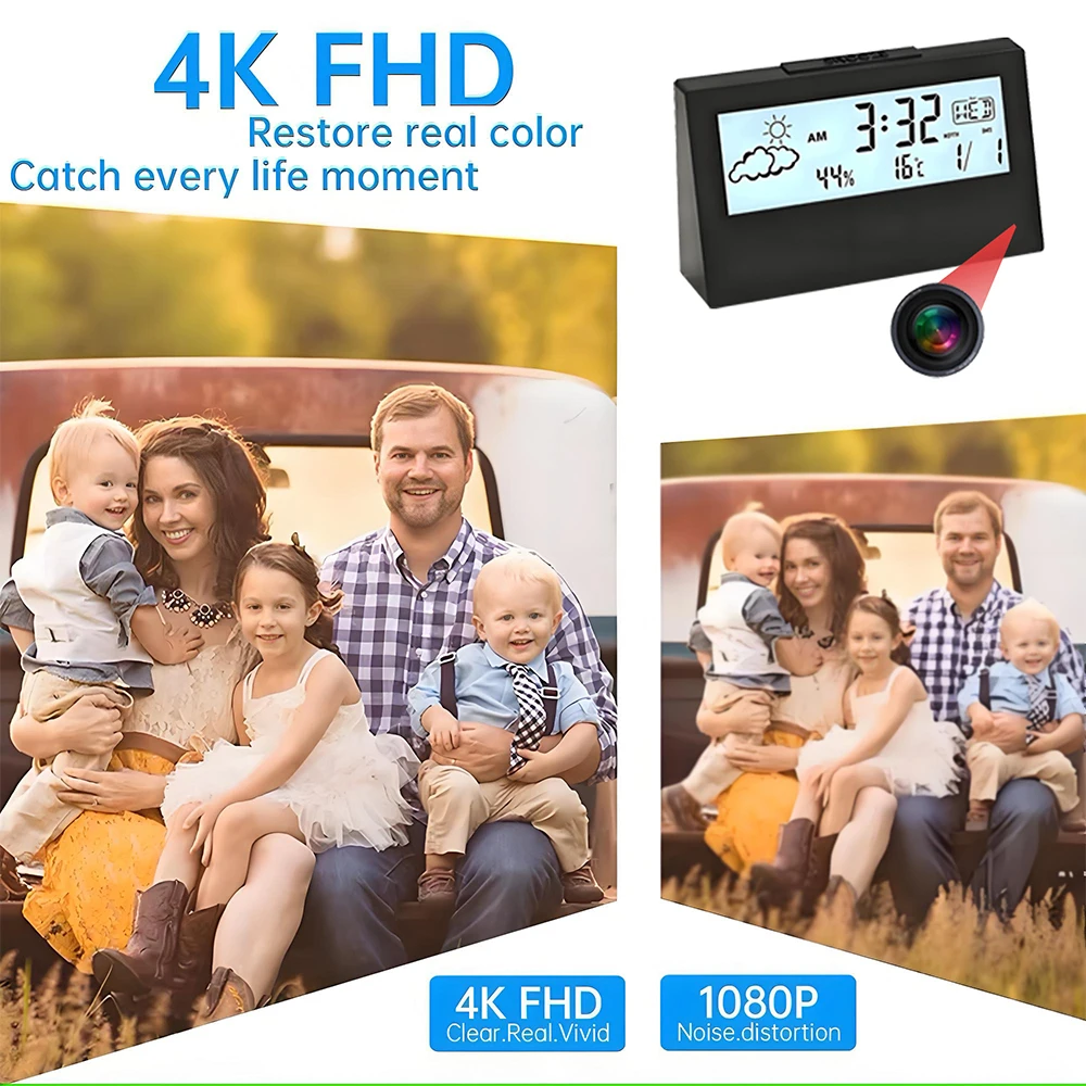 4K WiFi Clock Camera with Moti - Home Security No Wifi Needed review and price